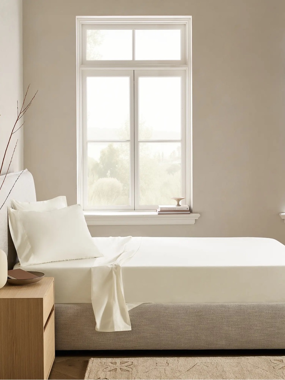 QUINCE Organic Percale Flat Sheet King Ivory 9064